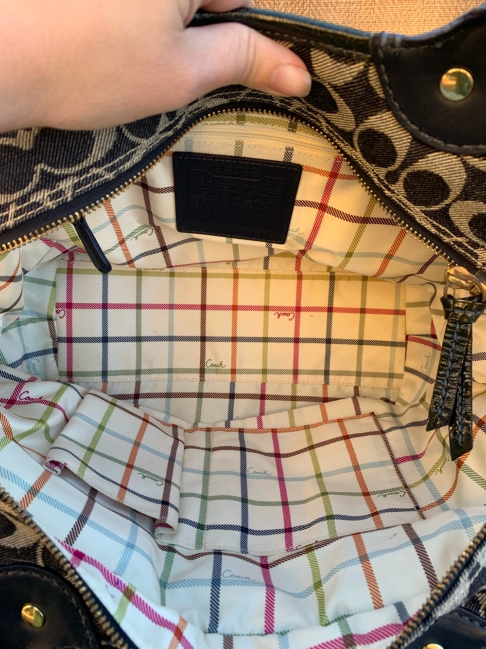 Coach 12573 denim blue and Gray Signature Bleeker Tote Bag with matching wallet - Picture 5 of 16